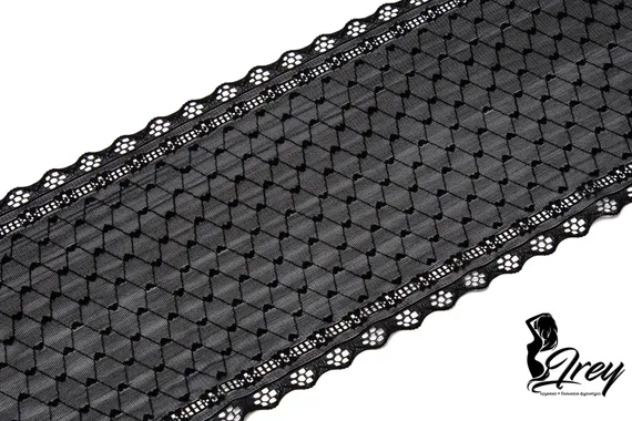 03-279 ОПТ Кружево эластичное 15,5 см, сеточка, черный 170