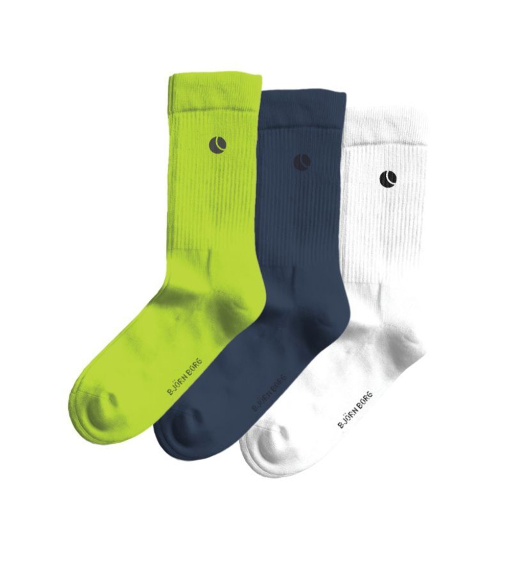 Теннисные носки Bj_rn Borg Core Crew 3P - white/green/navy blue