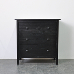 Комод, 78х38х80, Хермес, черный, с 3 ящиками, комод на ножках для одежды и игрушек, из массива дерева, IKEA