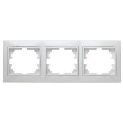 Рамка для розеток и выключателей Intro Plano 1-503-01 на 3 поста горизонтальная, СУ, белый