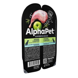 Консервы ALPHAPET Superpremium для собак с чувствительным пищеварением, с кроликом и яблоком (кусочки в соусе) - 100 гр