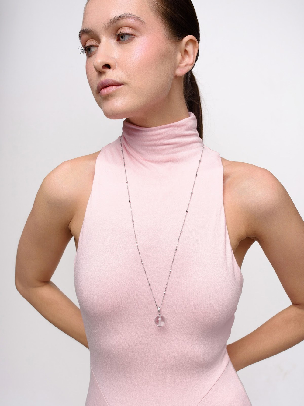 Колье "Bubble 16" с горным хрусталем Silver