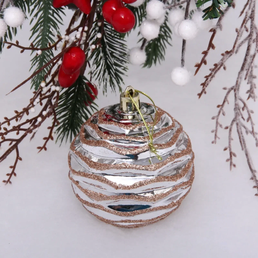 Набор шаров «Волна» 8 см (9 предметов), серебро/шампань