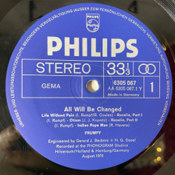 Винтажная виниловая пластинка LP Frumpy All Will Be Changed (Germany 1970)