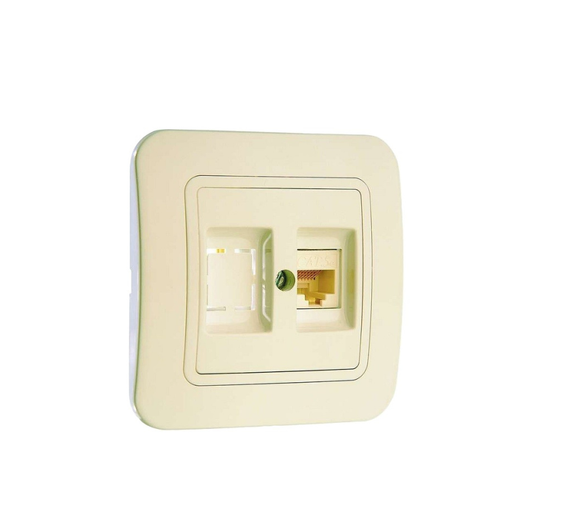 Розетка RJ45 Makel Lillium Natural кремовая 13859