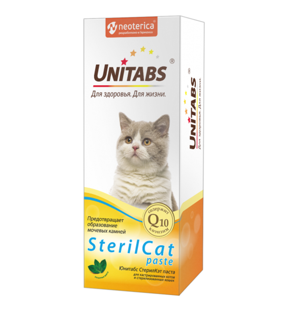 UNITABS SterilCat Paste Витаминно-минеральный комплекс для кастрированных котов и стерилизованных кошек в виде пасты, 120 мл