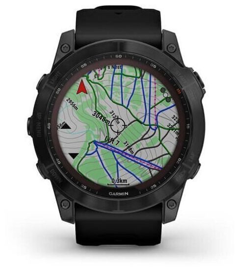 Умные часы Garmin Fenix 7X Sapphire Solar титановые угольно-серые DLC с силиконовым ремешком (010-02541-11)