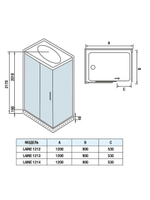 Душевая кабина WeltWasser  WW500 LAINE 1214 120х90 см,  прозрачное стекло, поддон низкий, крыша, гидромассаж