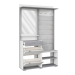 Прихожая с зеркалом и обувницей комплект мебели Белое сияние/Цемент светлый Акцент №3 120х32х196 см