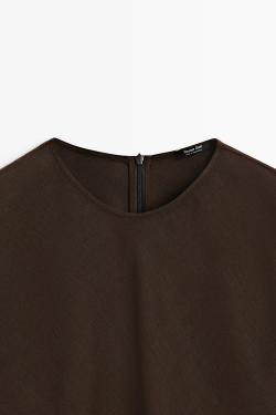 Massimo Dutti Асимметричный топ из 100% льна, коричневый