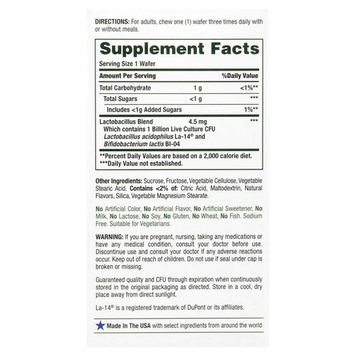 Nature's Bounty, Жевательный пробиотик ацидофилус, клубника, 1 миллиард, 60 жевательных вафель