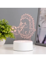 Светильник 3D ночник RISALUX «Ежик футболист», LED RGB, от с