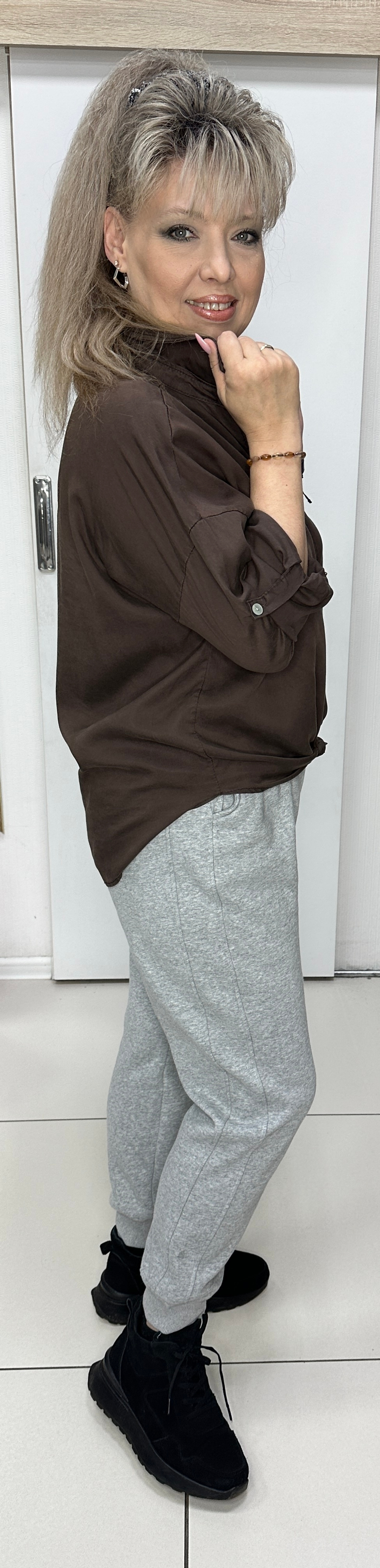 Шоколадного цвета коттоновая рубашка