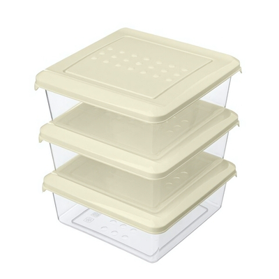 Комплект контейнеров для продуктов "Asti" квадратных 0,5л х 3 шт. (светло-бежевый)