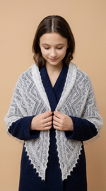 Оренбургский пуховый палантин А12040-01 белый отбеленный