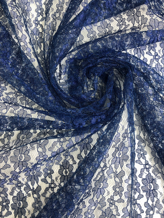 Гипюр капрон синий темный