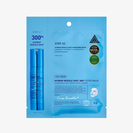 VT COSMETICS Маска двухступенчатая для увлажнения (бустер + тканевая маска) Hydrop Reedle Shot 300hL 2 Step Mask