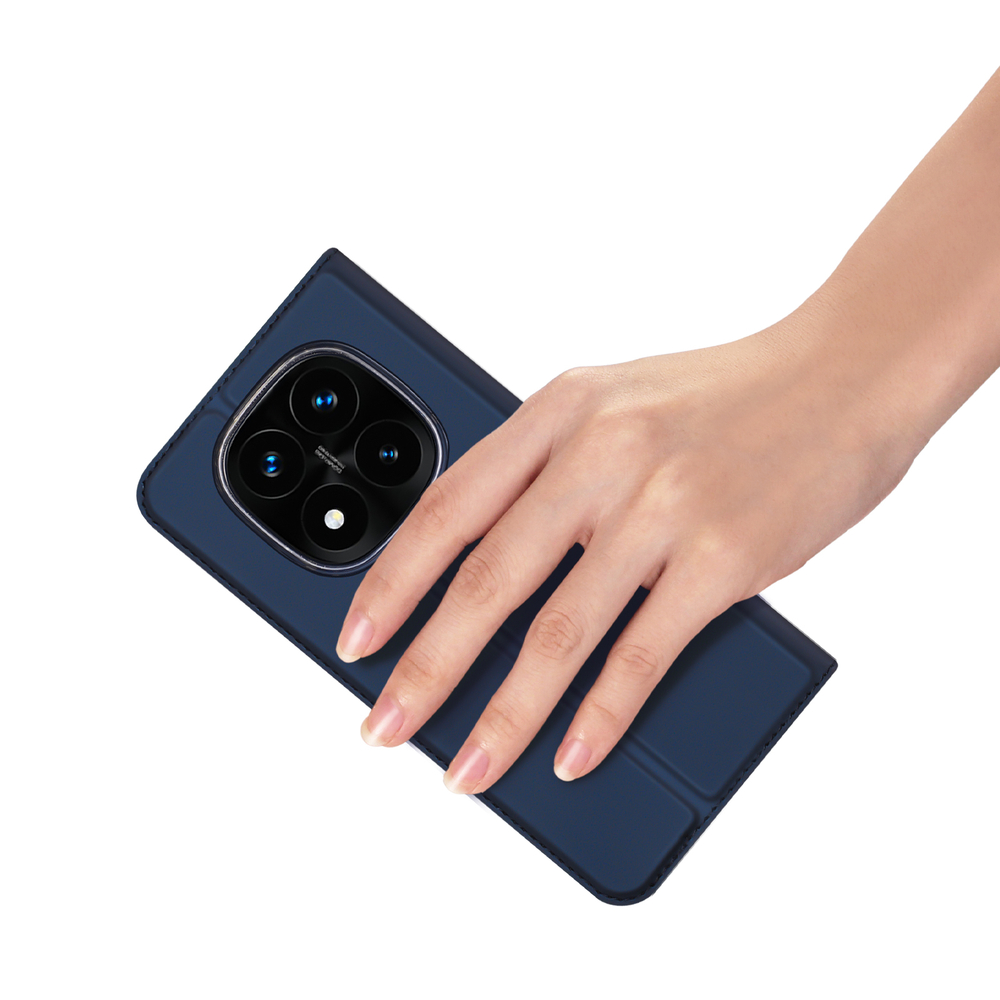 Чехол книжка из PU кожи синего цвета от Dux Ducis для Xiaomi Redmi Note 14 Pro+ 5G, серия Skin Pro Series Case