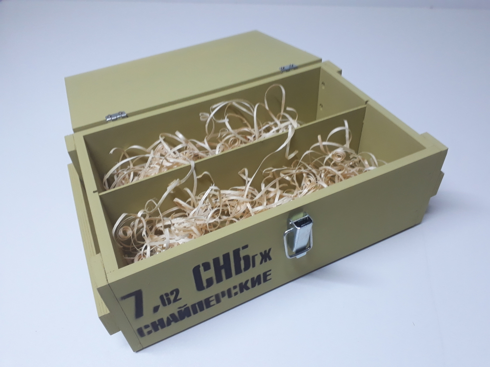 Короб винный деревянный серия "МИЛИТАРИ" №2, на 2 бутылки, цвет зеленый