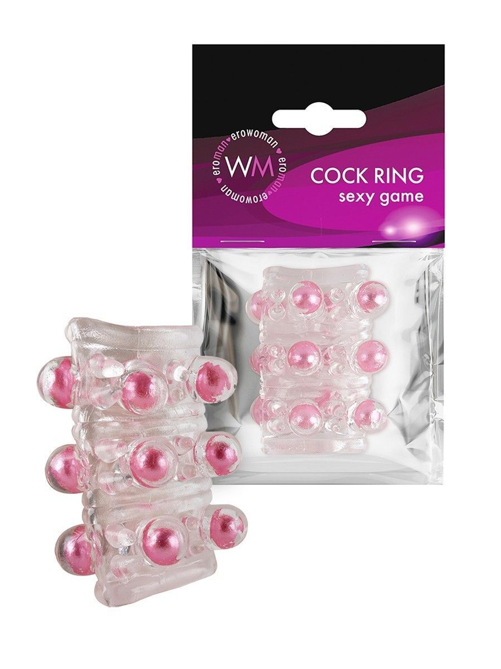 Прозрачная сквозная насадка на пенис с цветными шариками (Цвет: прозрачный)