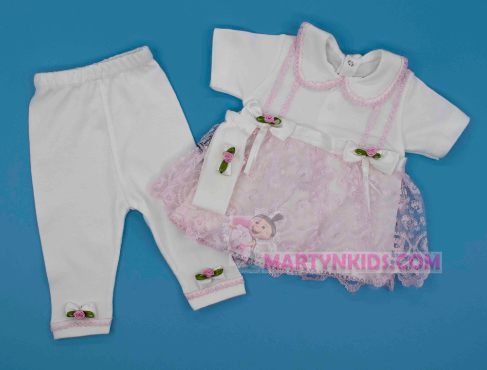 костюм Два бантика лямочки платье + штанишки 4641