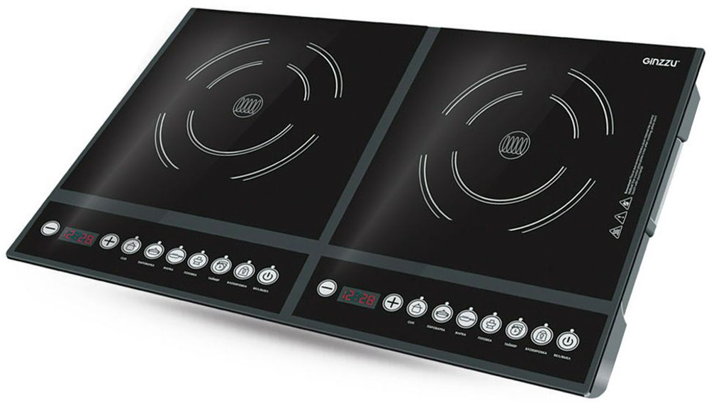 Индукционная настольная плита Ginzzu HCI-213, Black 2 конфорки 2000+2000Вт