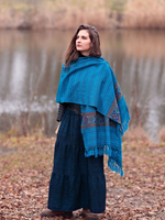 Длинная шерстяная юбка (темно-синий)