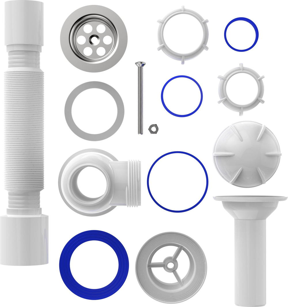 СИФОН ДЛЯ УМЫВАЛЬНИКА 1 1/2Х40 AQUANT С УДЛИН ГОРЛ С МЕТ.РЕШ. С Г.Т. 40Х50