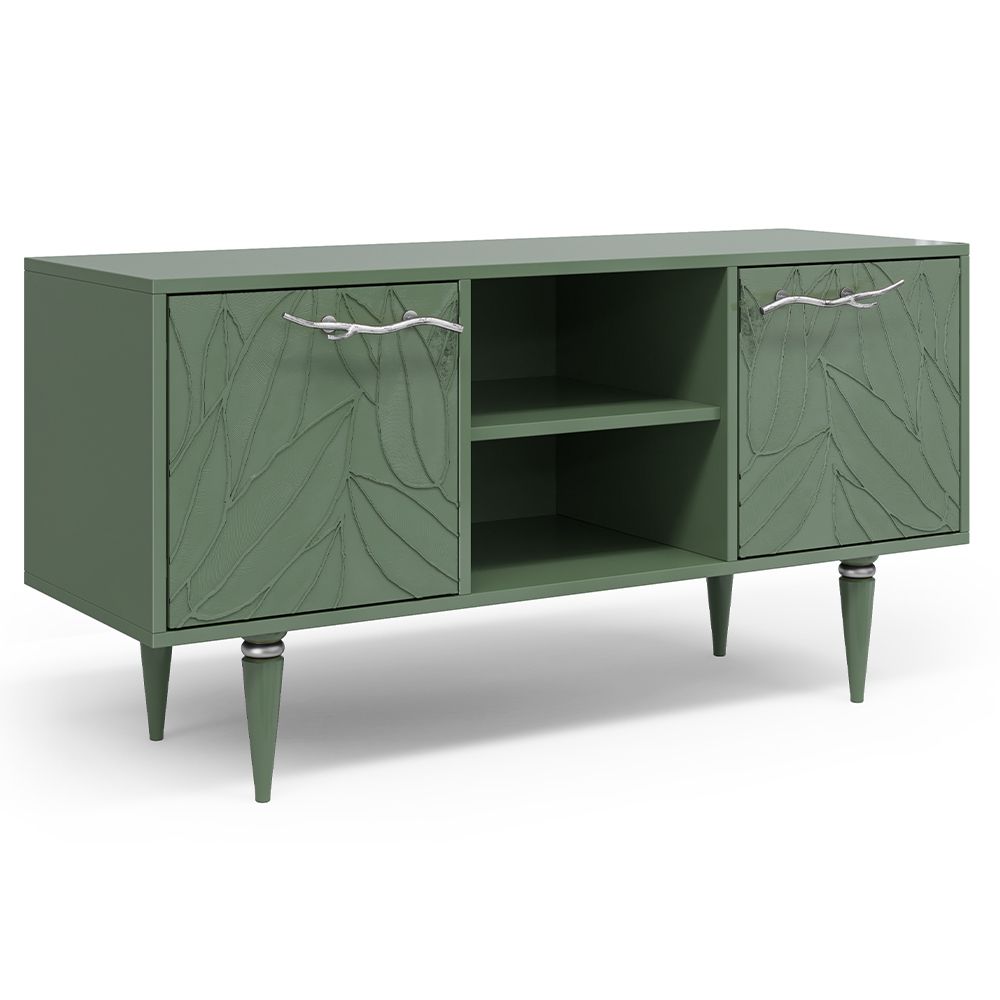 Тумба под ТВ Арт Колор leaves 117см Классик Сильвер Зеленый нефрит