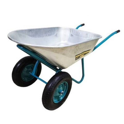 Тачка строительная GROWER PLUS, 2 кол. 130л (97л), 300кг 4.00-8/полукруг.корыто