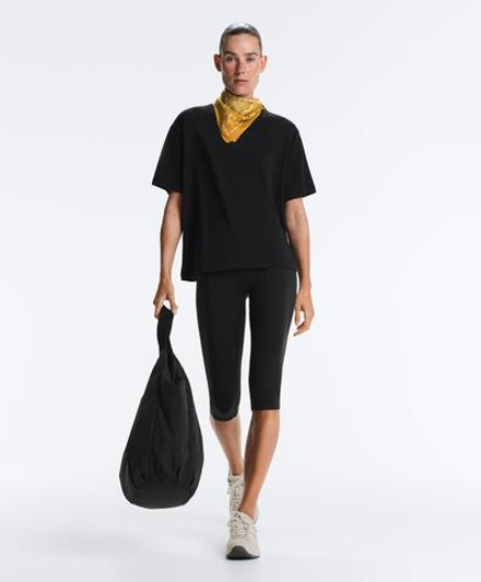 Oysho Boxy футболка с короткими рукавами из смесового хлопка, черный