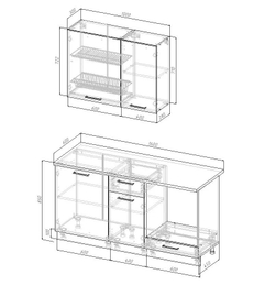 Кухонный гарнитур Изумруд 1600 (38мм)