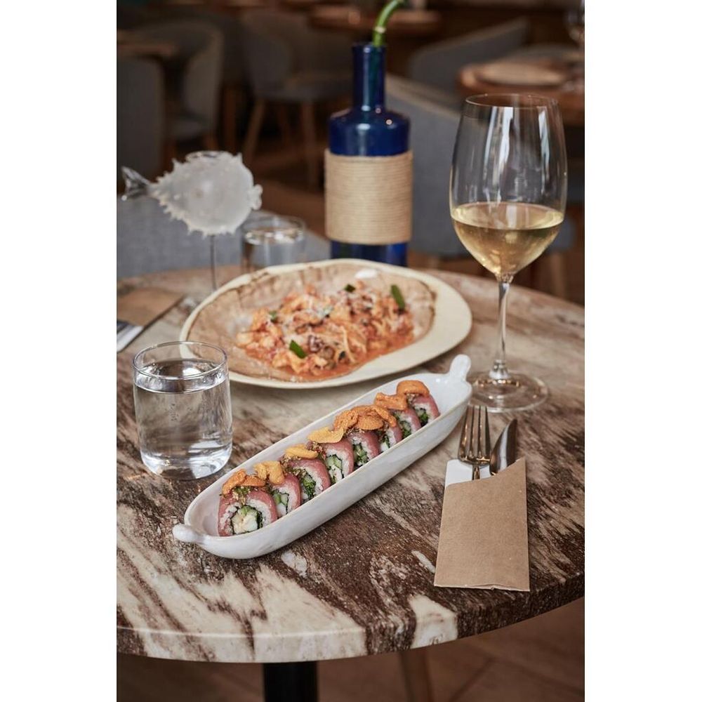 Блюдо овальное 23*5,5 см h3 см 100 мл Gray Narrowboat с ручками Frutti di Mare P.L. [3]