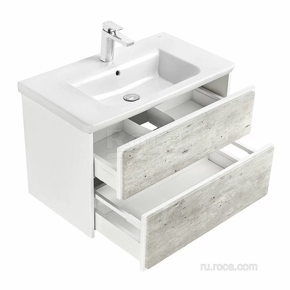 Тумба с раковиной Roca Ronda ZRU9303004 80 белый матовый/бетон
