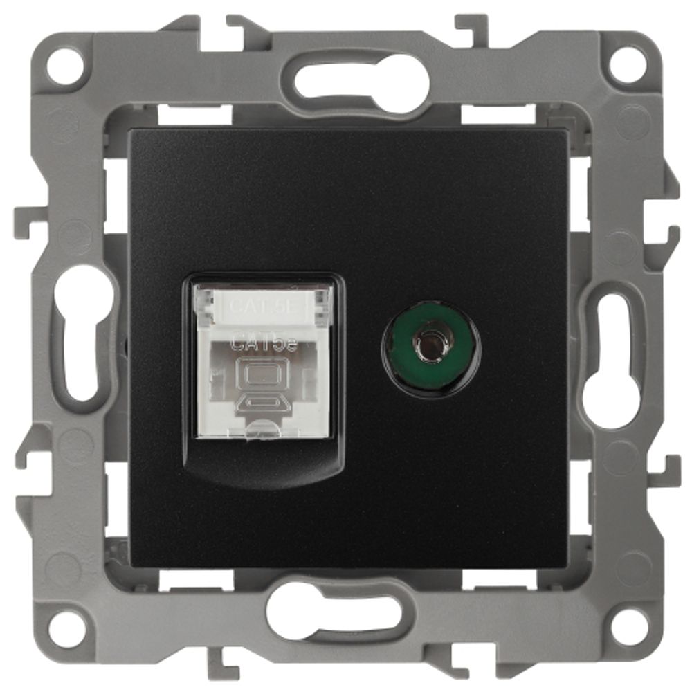 Розетка ЭРА Серия 12 12-3110-05 комбинированная RJ45+TV IP20 антрацит
