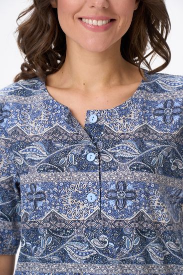 Платье женское с коротким рукавом и круглым вырезом Лори N0111-E96.2F03 сине-голубое