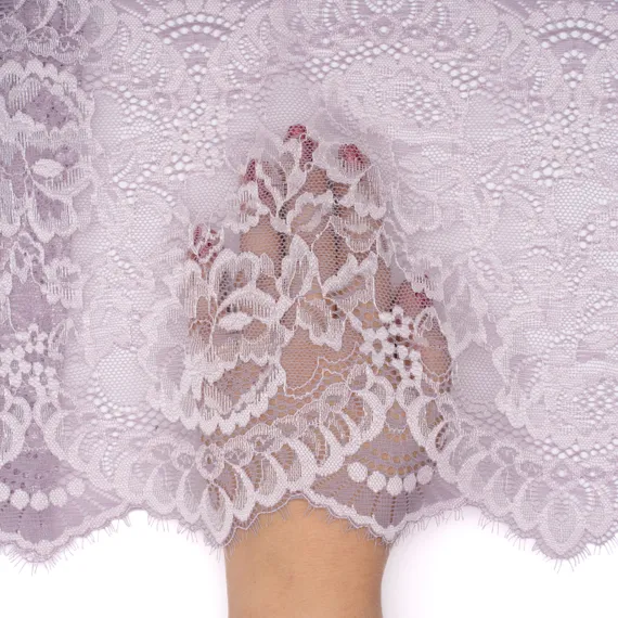 Кружево эластичное лавандово-серое 22 см, Китай