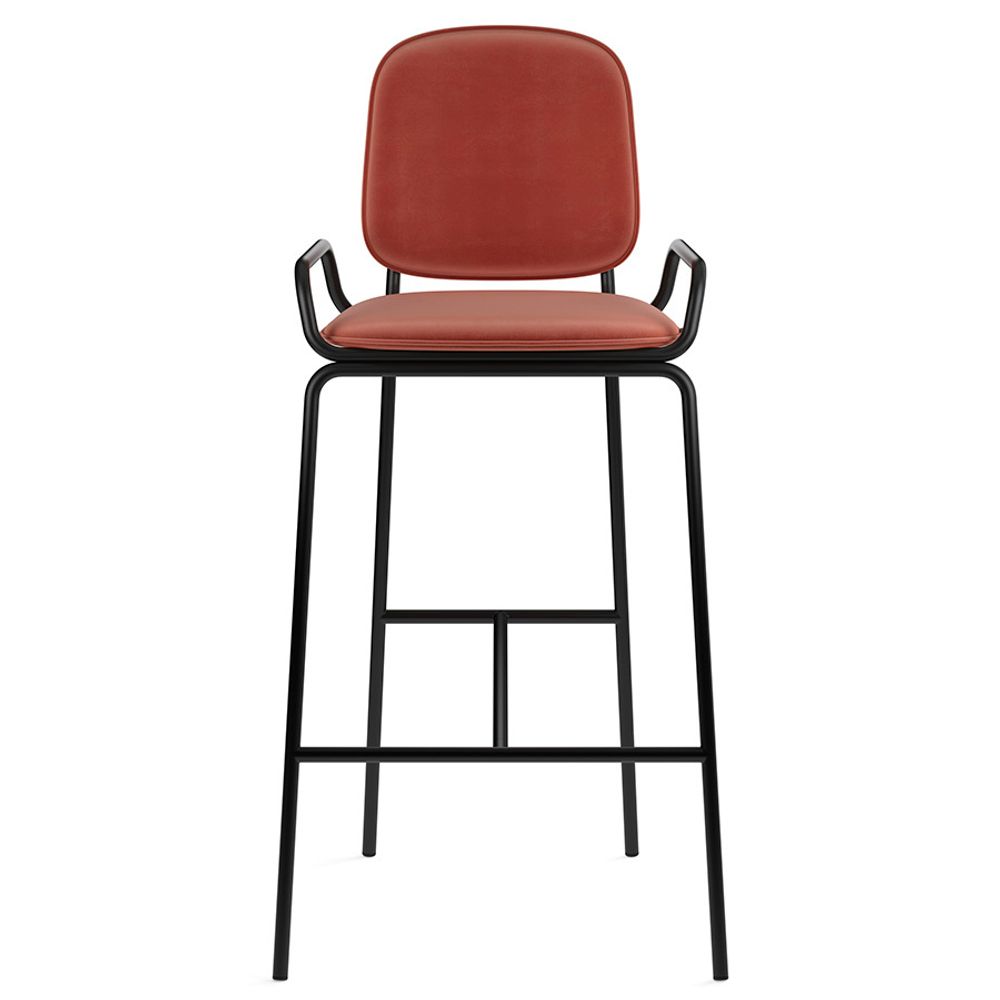 Стул барный Ror, 2 Frame, велюр, черный/темно-красный