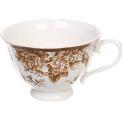 Чайная пара «Эдем» (кружка 250мл, блюдце,ложка) бежевая