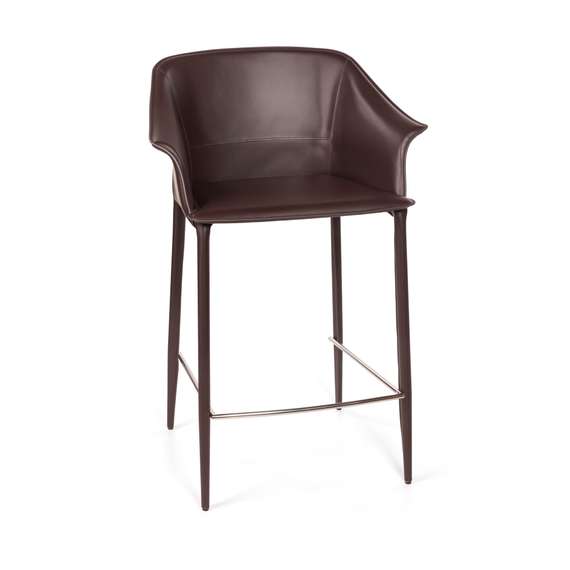 Полубарный стул Gio, коричневая кожа