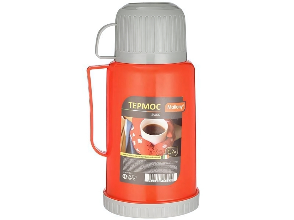 Термос 1,2л стеклянная колба в пластиковом корпусе "Saldo", тм Mallony