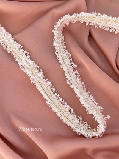 Тесьма белая с люрексом серебро и золото, биколорная