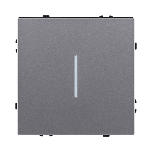 Выключатель 1-клавишный проходной 10А/250В с LED подсветкой, серый Kollinger Eclipse EC-008GY