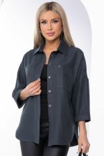 Рубашка из микровельвета (темно-серая) Б8276 LT Collection (Акция)
