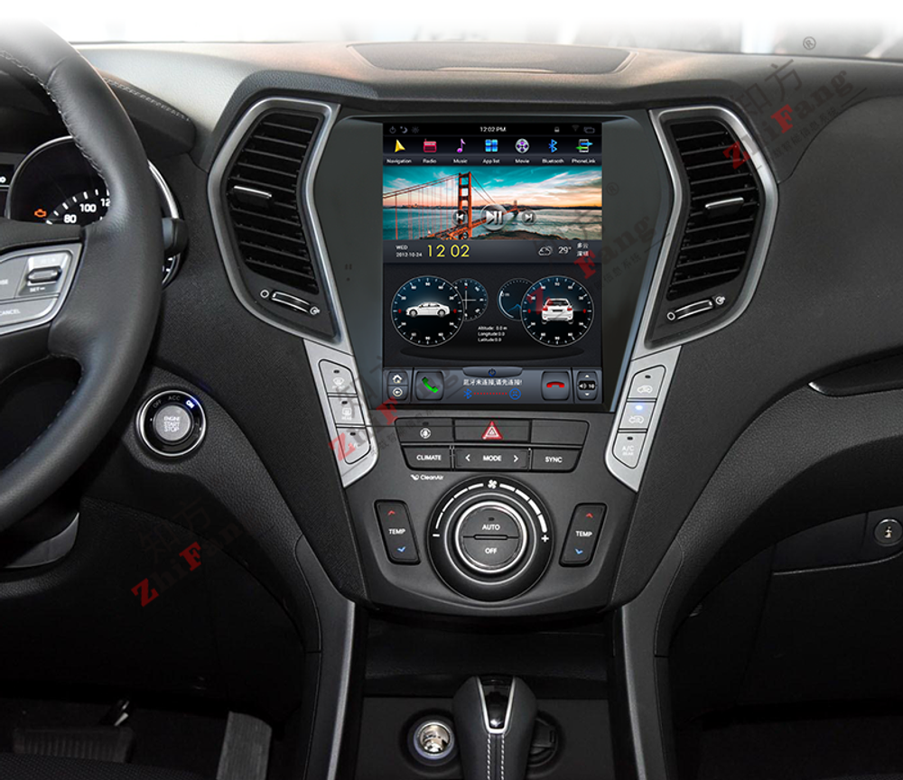 Магнитола для Hyundai Santa Fe 3 DM 2012-2018 (климат на ШГУ) - Carmedia ZF-1157-Q6 вертикальный экран 10.4" в стиле "Тесла" на Android 11, 8/128Гб, CarPlay, 4G SIM-слот