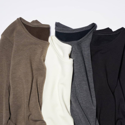 UNIQLO УТЕПЛЕННЫЙ ТОП HEATTECH ULTRA WARM С КРУГЛЫМ ВЫРЕЗОМ И ДЛИННЫМИ РУКАВАМИ, КОРИЧНЕВЫЙ