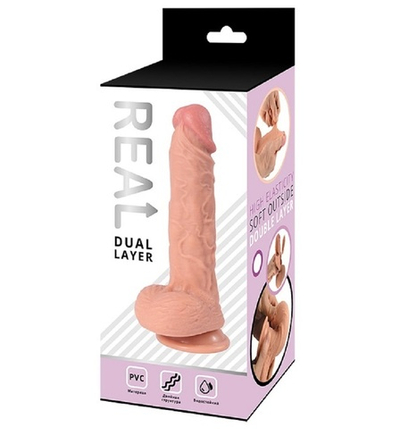 Реалистичный фаллоимитатор Real Dual Layer 17 см