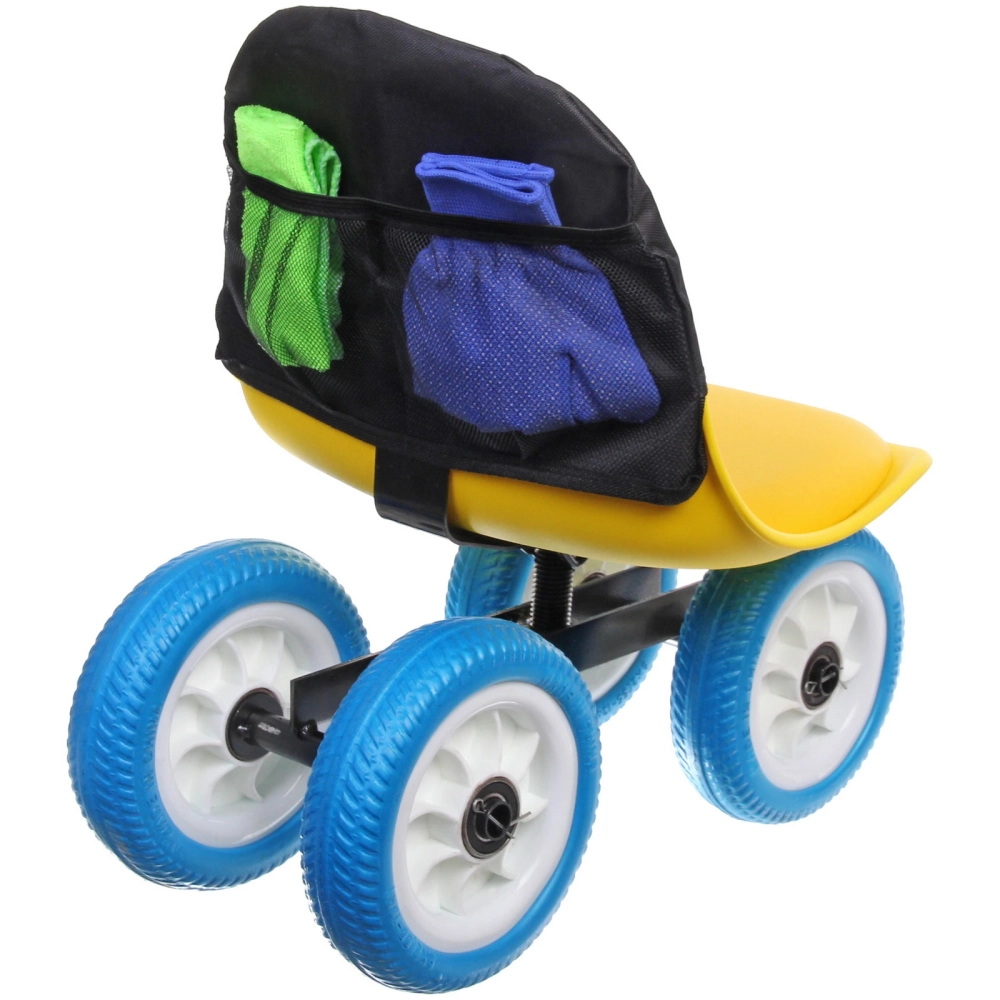 Стул садовый на 4-Х колесах для прополки и работы в саду 44*24*53см с поворотным механизмом(360°), мягкое сиденье