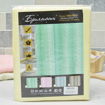 Штора для ванной AQUADOMER BRILLIANT 180*180см (12 колец), цвет лимонный