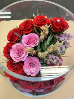 натуральные кустовые розы в стекле, вакуум*